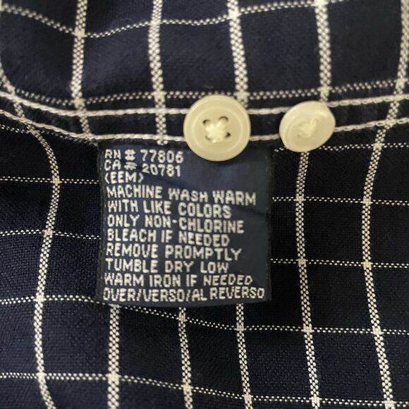 Vintage Tommy Hilfiger Navy Blue Windowpane  Button Up Shirt Long-Sleeve L Crest - Picture 9 of 11